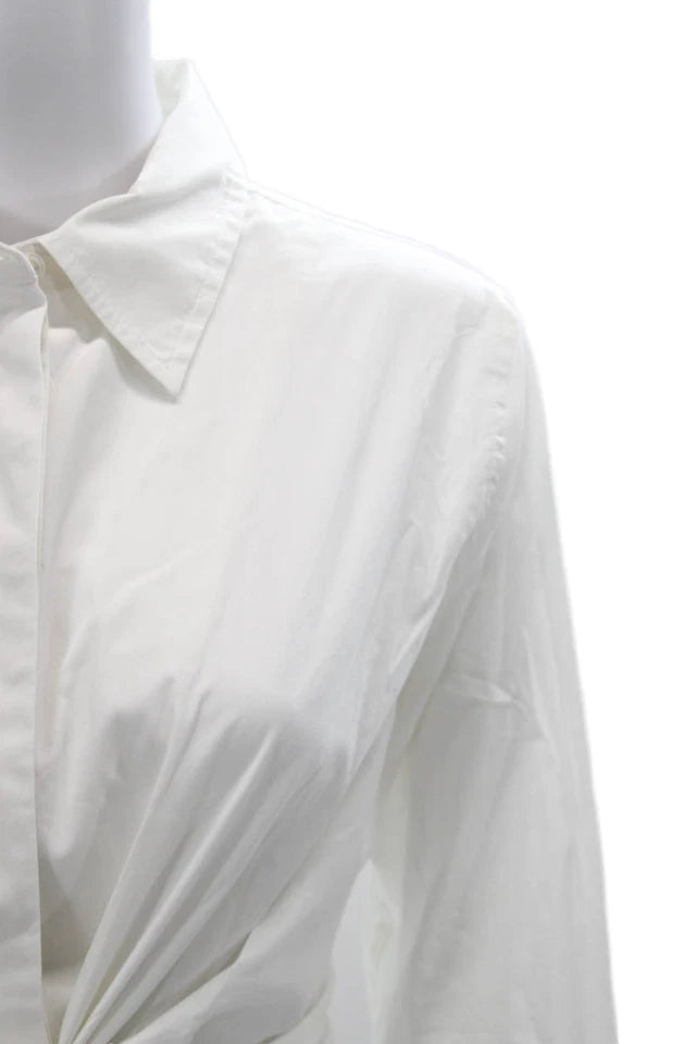 Donna Karan New York  White Collared Long Sleeve Button-Up Blouse