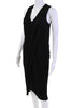 Helmut Lang NY. Black Viscose Back Zip Sleeveless V Neck Knit Shift Dress