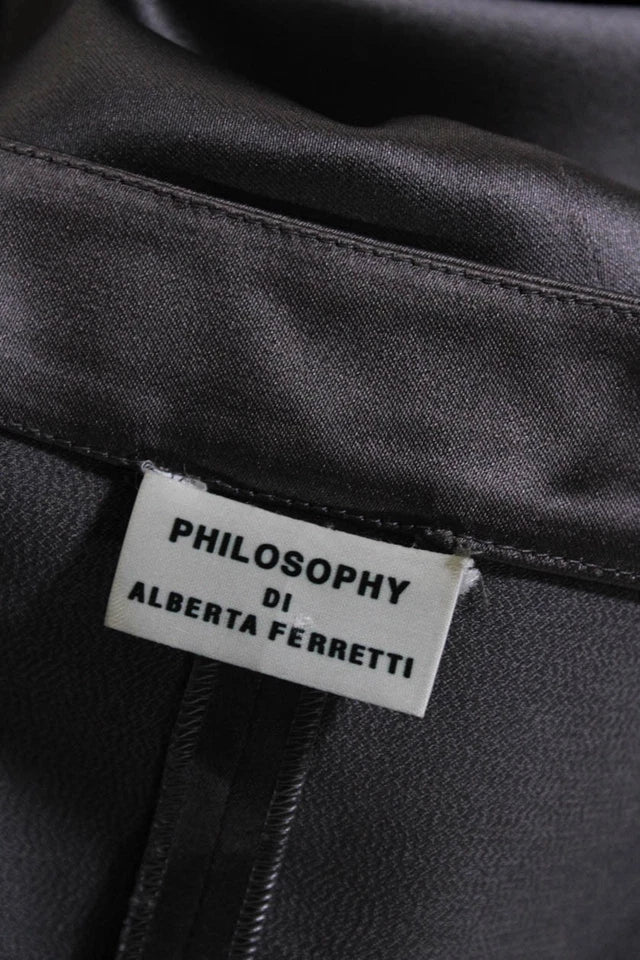 Alberta Ferretti Italy. Philosophy. Gray Ruched Body Con Dress