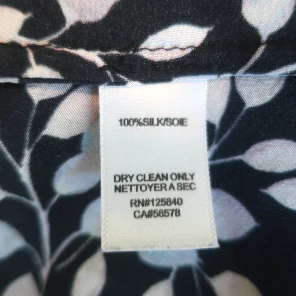 Intermix NY. Silk Layla Navy Leaf Print Ruffled High-Low Dress