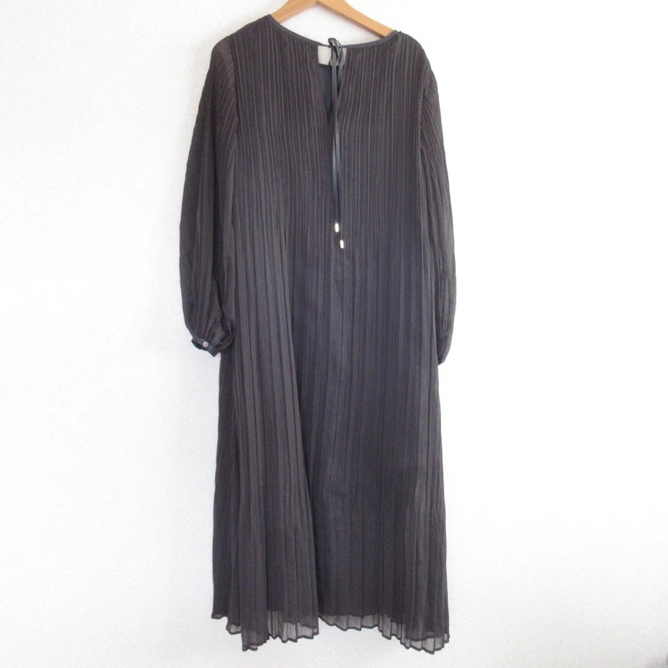 nano universe JAPAN.  LB.03 Charcoal Color Semi-Sheer Pleated Dress