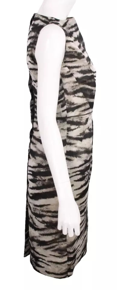 LANVIN Paris. Multicolor Animal Print Jacquard Sleeveless Sheath Dress