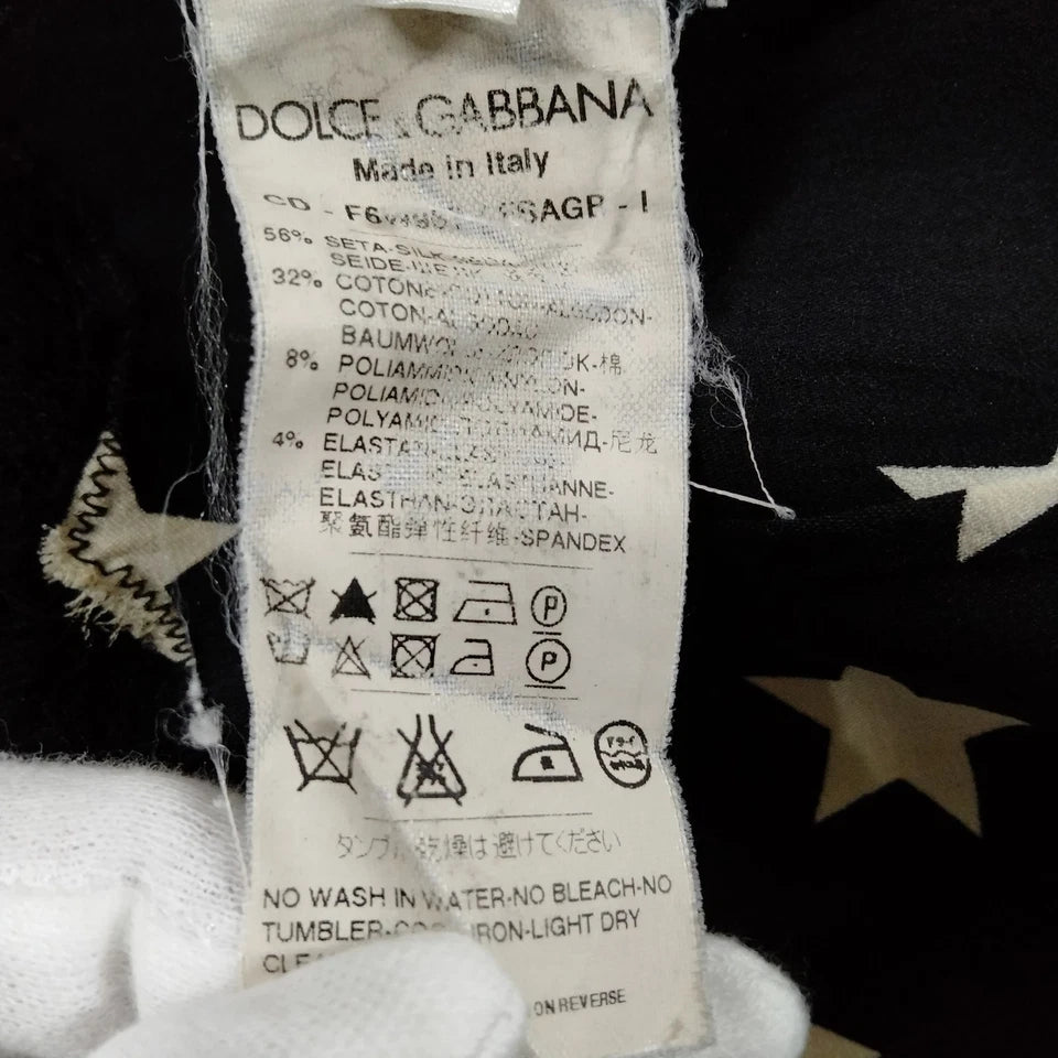 DOLCE&GABBANA ITALY. Black Silk, Cotton, Nylon Printed Dress