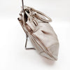 Ferragamo Italy. Gray Metallic Pebbled Leather Shoulder Bag / Hand Bag