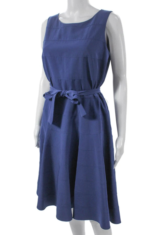 Calvin Klein NY.  Blue Boat Neck A-Line Knee Length Dress