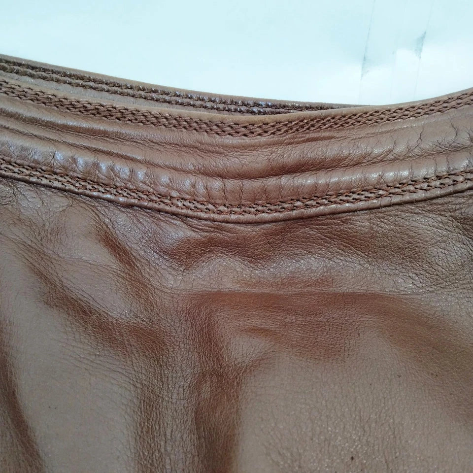 Gucci Italy. Brown Leather Cut/Sew Skirt