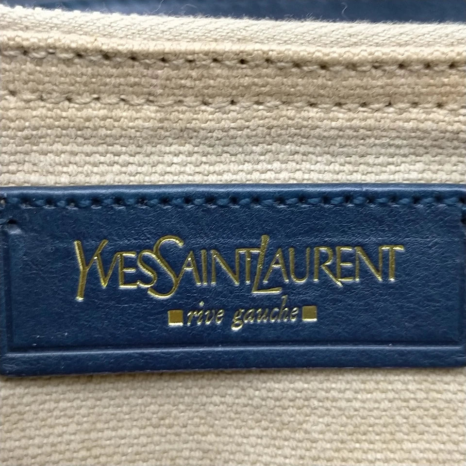 Yves Saint Laurent Paris. Navy Blue/Gray Leather Shoulderbag