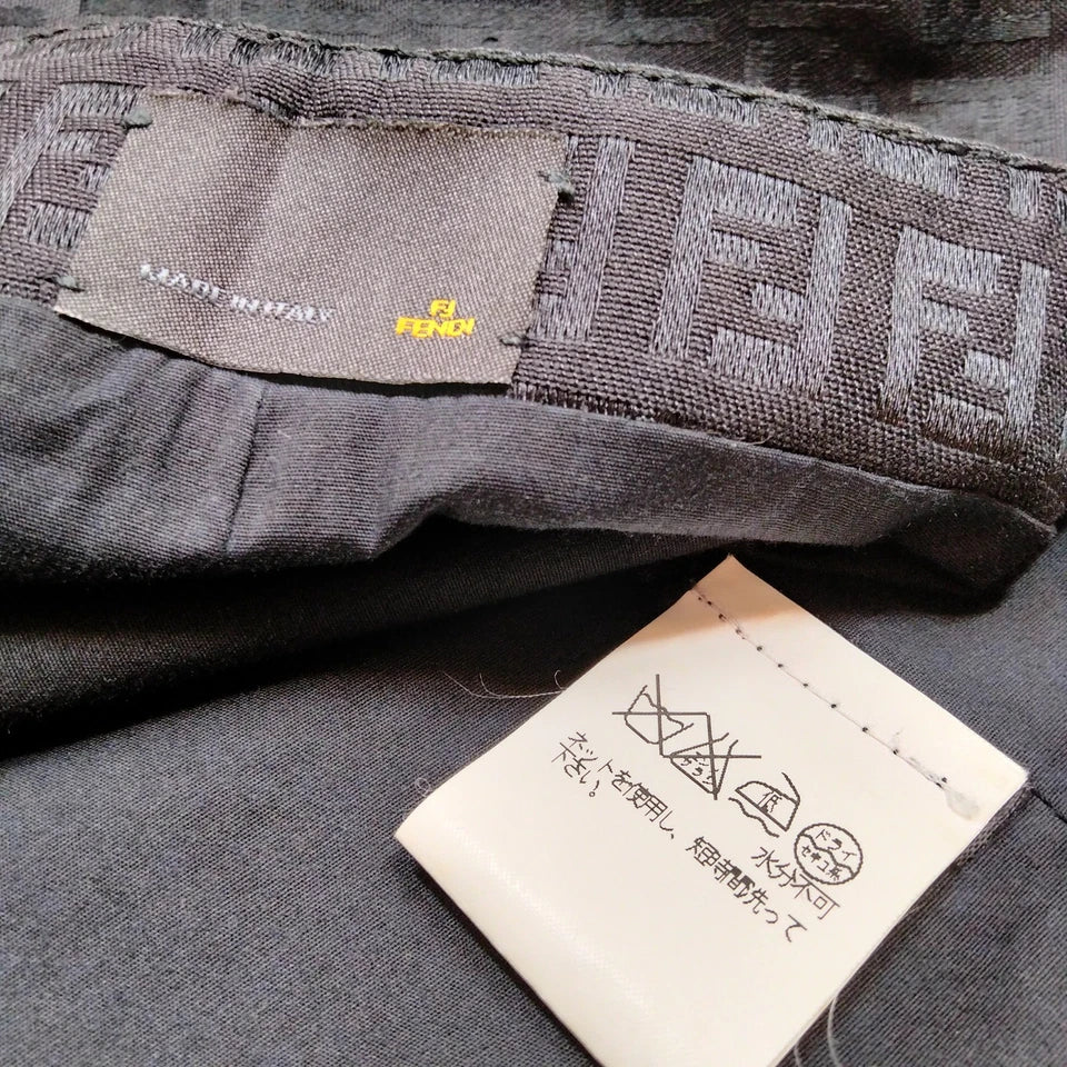 Fendi Italy. Black FF Logo Cotton, Rayon Skirt