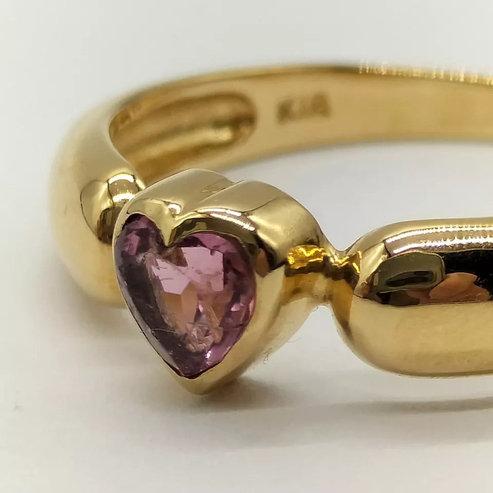 CHESTERFIELD'S LONDON. Estate Vintage 18ct Gold Tourmaline Heart, Diamonds Ring