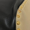 MARNI ITALY. Black Beige Leather w Gold Studded Accents Tote Bag / Shoulder Bag