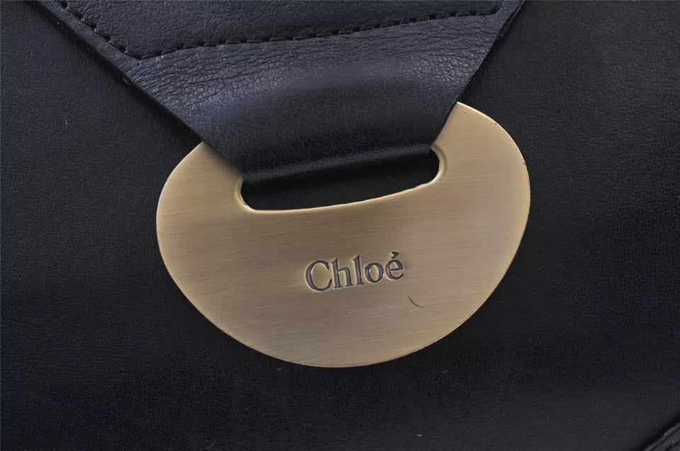 Chloe Paris. Vintage Black Leather Shoulder Bag / Hand Bag