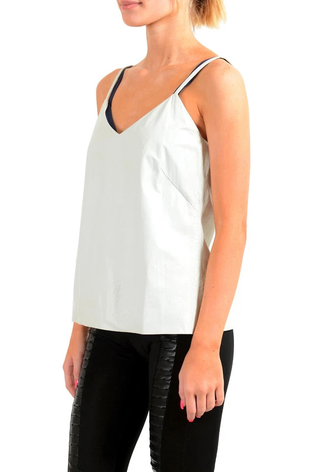 Maison Margiela Paris. NEW. Blue Light Leather Blouse Top
