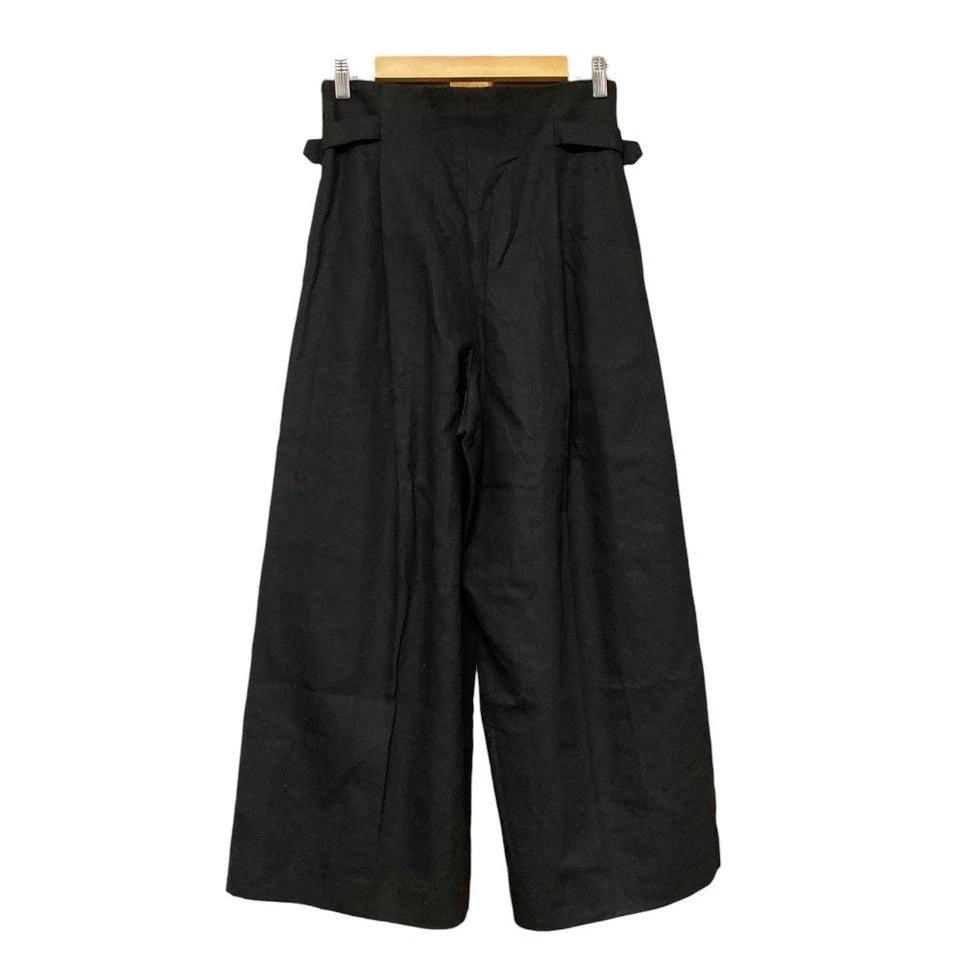 LOEFF UNITED ARROWS JAPAN. Black Serge Cropped Wide Leg Pants