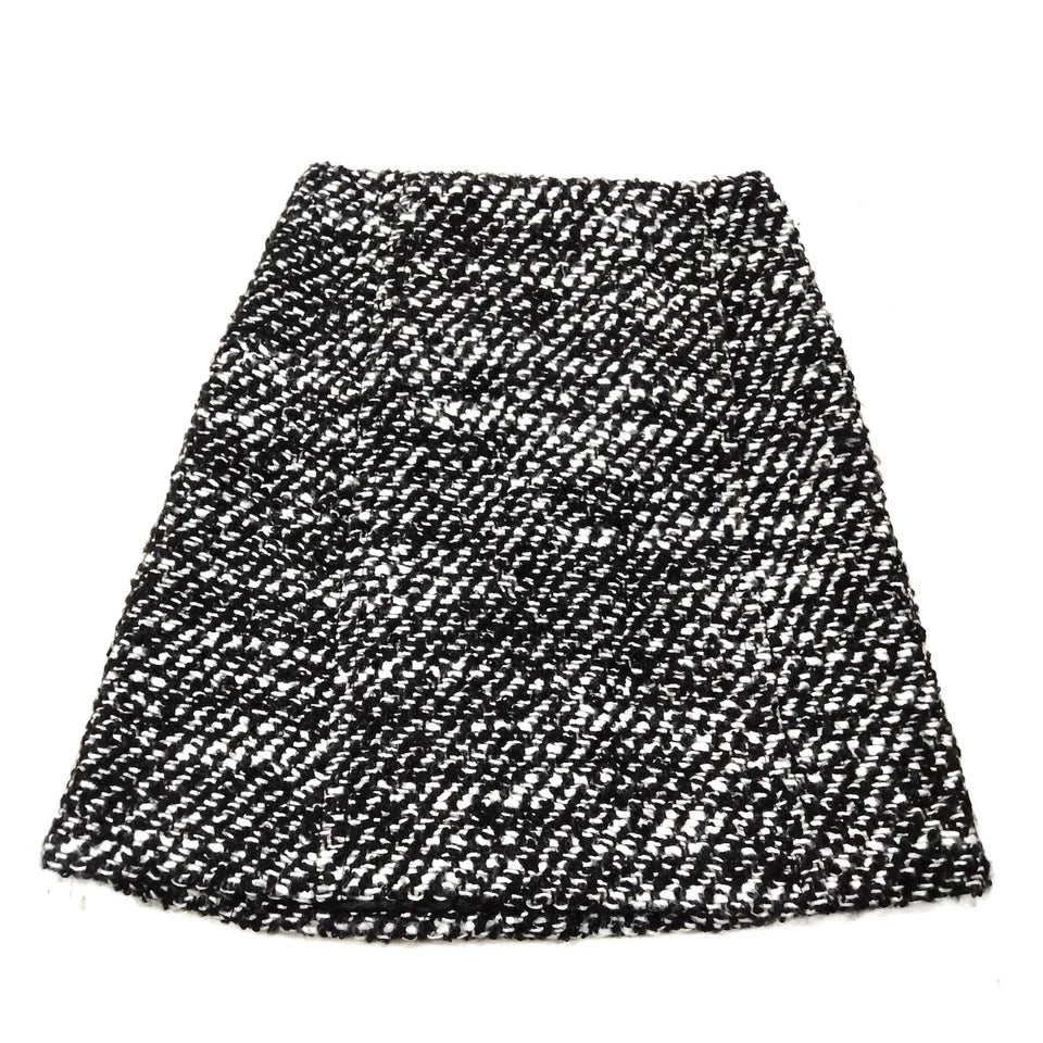 Prada Italy. B/W Rayon, Mohair, Wool Mini Skirt