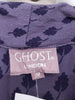 Ghost London UK. Plum 100% Viscose Long Sleeve Midi V-Neck A-Line Midi Dress