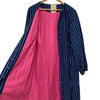 YAB-YUM JAPAN. Navy Stripe Pattern Cotton No-collar Long Coat/Dress