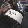 PUBLIC TOKYO. JAPAN. Navy Tartan Plaid Check, deformed cut high waist skirt