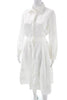 Toccin NYC. White 100% Cotton Collared Long Sleeve Shirt Dress