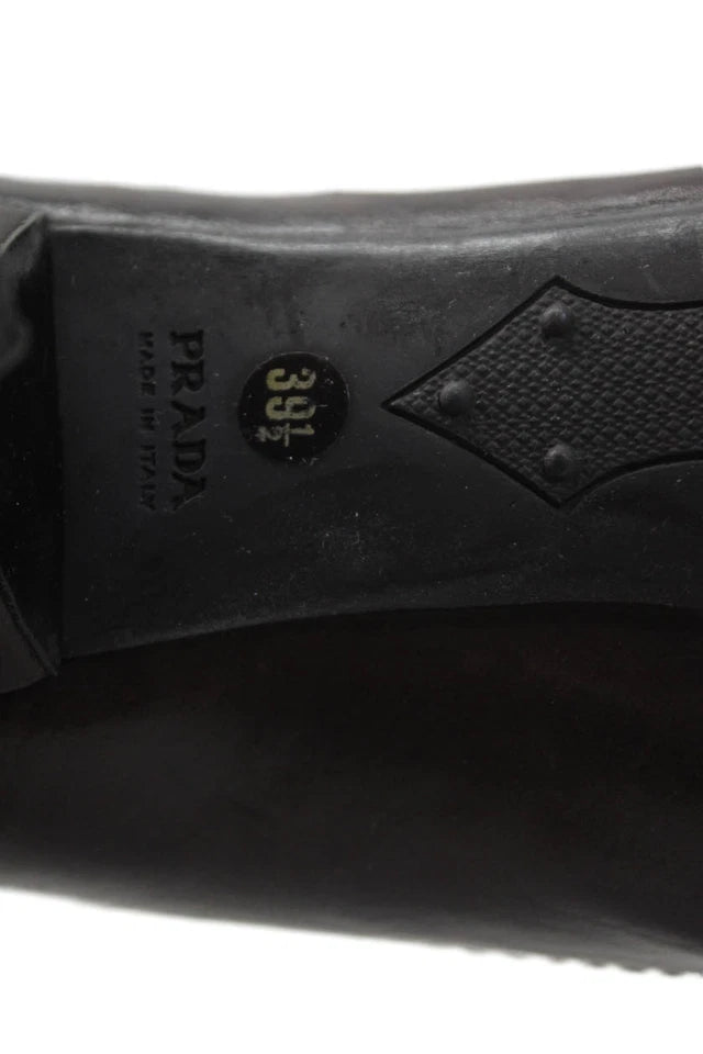 Prada Italy. Walnut Brown Leather Loafer Pointed Toe Pumps  Size 39.5 9.5