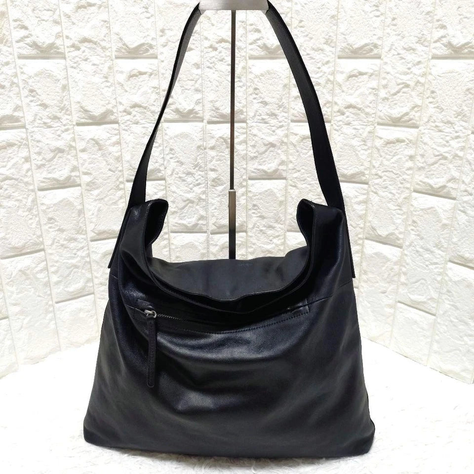 Kawa-Kawa Japan. Black Lambskin Soft Leather Shoulder Bag