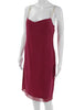 Calvin Klein NYC. Dark Pink Knee Length Sleeveless Zip Silk Slip Dress