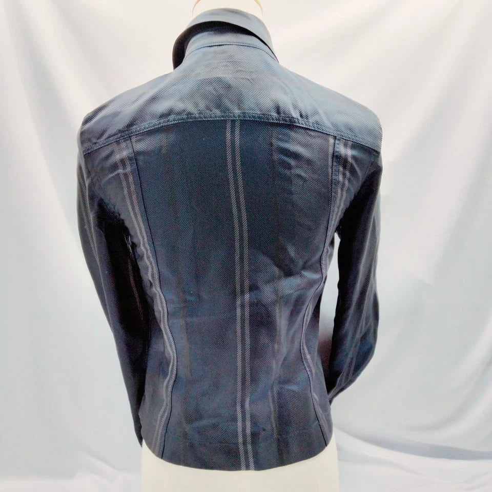 Gucci Italy. Navy Blue Acetate Silk Top
