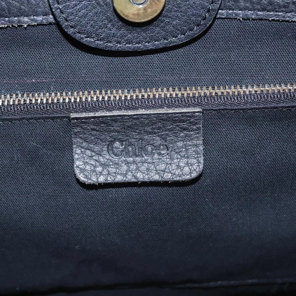 Chloe Paris. Black Leather Shoulder Bag w/Braided Leather Handles
