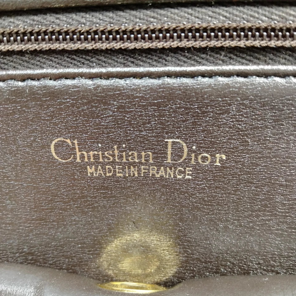 Christian Dior Paris. Vintage Brown Canvas/Leather Logo Shoulder Bag