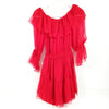 Gucci Italy. Red Silk Long Sleeve Dress