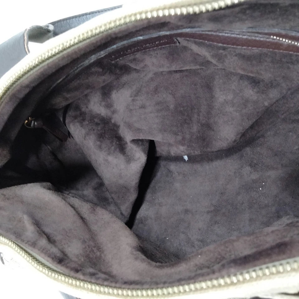 Bottega Veneta Italy. Brown Distressed Intercacciato Canvas/Black Leather Handles Shoulder Bag / Hand Bag