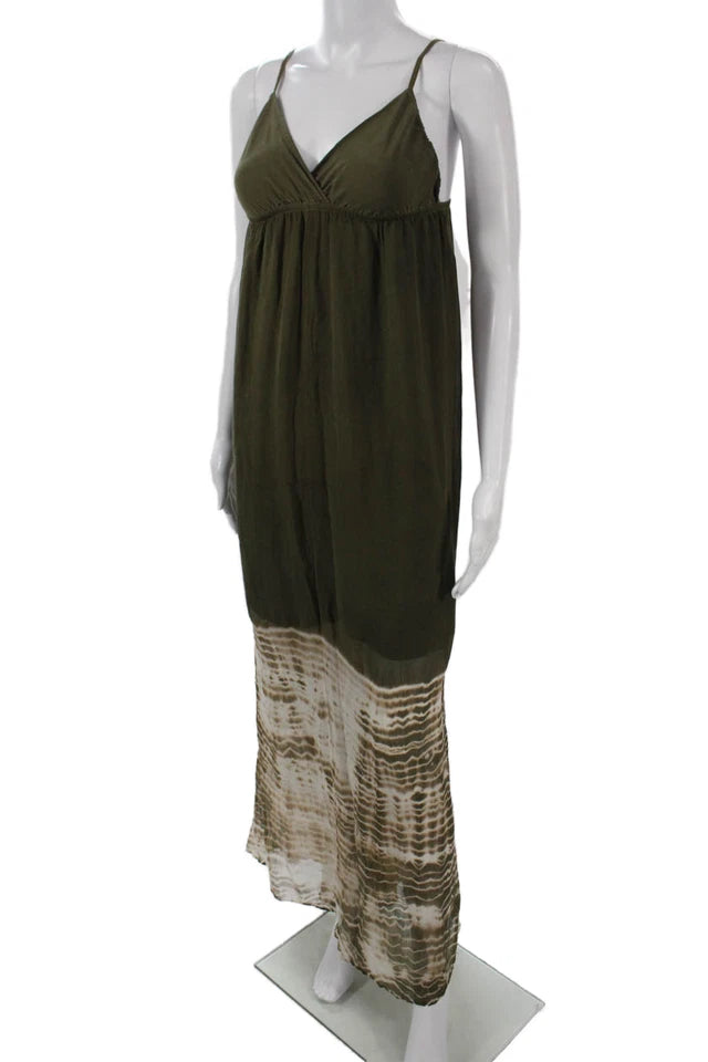 Gypsy 05 Bohemian Green Maxi Slip Silk Dress
