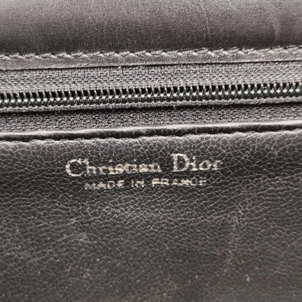 Christian Dior Paris. Black Leather Logo Shoulder Bag