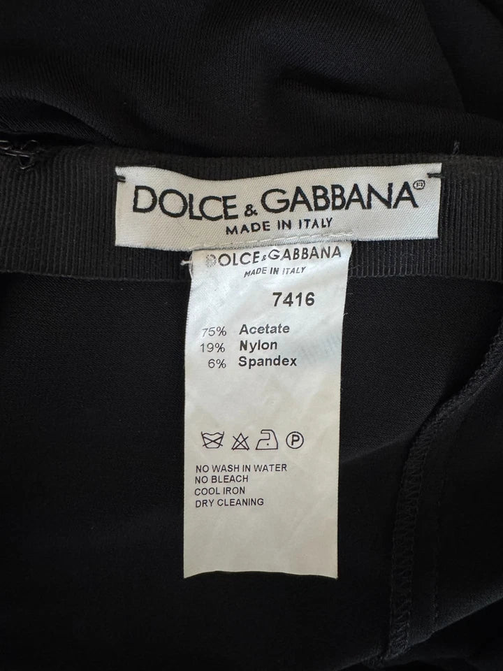 Dolce & Gabbana Italy. Black Nylon, Spandex, Acetate Stretch Flare Zip Skirt