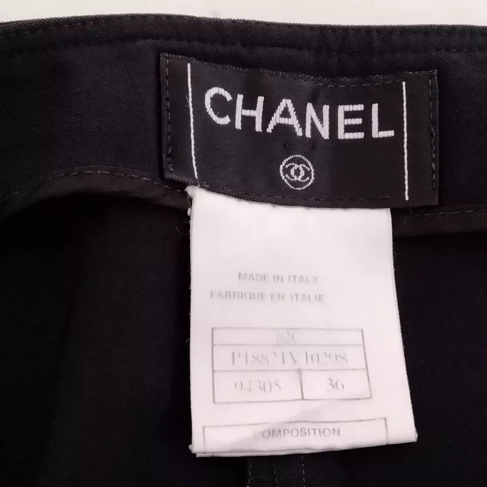 Chanel Paris. Black Nylon, Polyethylene Flare Boot Cut Pants