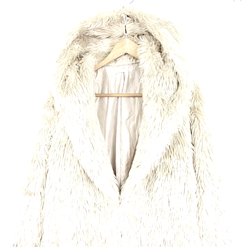 Rizexy RESEXXY JAPAN. One Piece Beige/Cream Hooded Faux Fur Coat Long Length