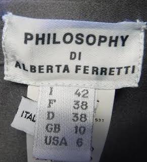 Philosophy di Alberta Ferretti. Italy. grey silk pleat front empire waist dress