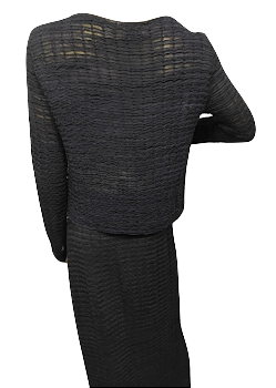 Sonia Rykiel Paris. Vintage 1989 "Inscription" Textured Black Maxi Suit Top Skirt