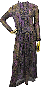Max Mara Italy. Long Sleeve Paisley Floral Silk Chiffon Dress