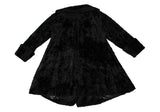 Katherine Hamnett London. Black Pile Shawl Collar Swing Coat