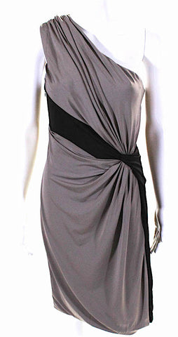 Philosophy di Alberta Ferretti. Italy. grey silk pleat front empire waist dress