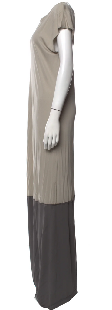 Alberta Ferretti Italy. Neutral Colorblock Scoop Neck Long Dress
