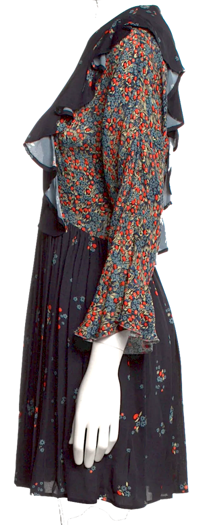 Alberta Ferretti Italy. Mixed Pattern/Color Floral Print Mini Dress