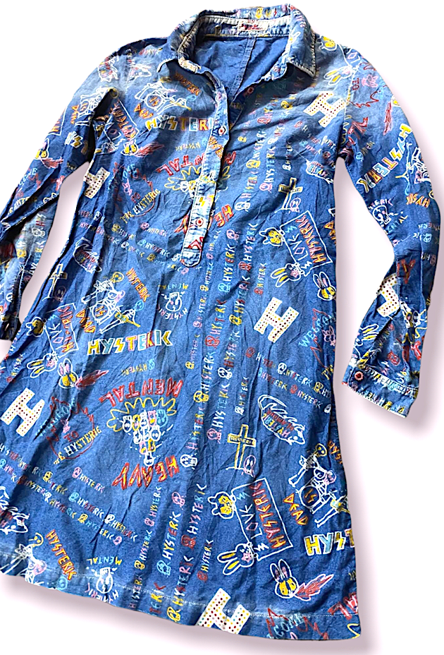 Hysteric Glamour Japan. Blue Shirt Dress Full Printed