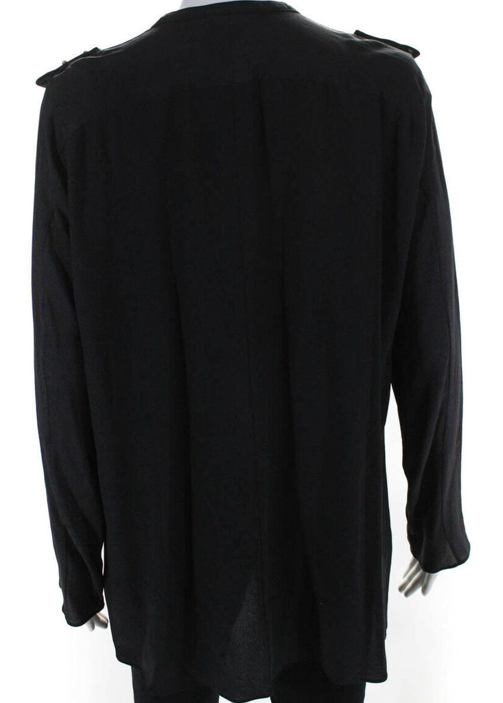 Tom Ford Black Studded Silk Long Sleeve Blouse