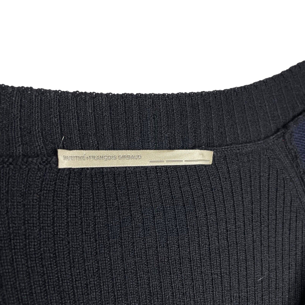 Marithe + Francois Girbaud France. Black Sweater Wool Long-Sleeve Fitted Dress