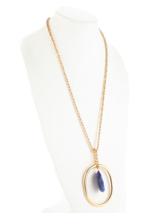 Designer. Unsigned. Goldplated  Blue Quartz Stone Necklace - PILGRIM NEW YORK