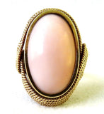 14ct Gold 1940's Italian Angel Skin Coral Estate Ring