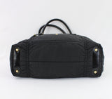 Tod's Italy. Black Black Nylon Patent Trim Satchel Handbag