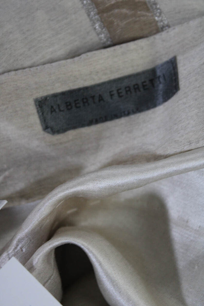 Alberta Ferretti Italy. Beige Windowpane Summer Sleeveless Square Neck Sheath Dress