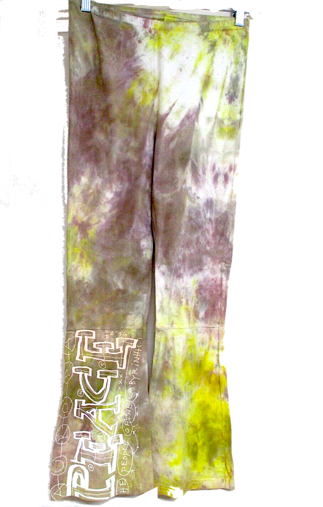The People of the Labyrinths Amsterdam. Vintage tie dye stretch PEACE graphic pants